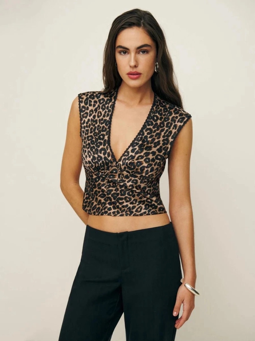 Reformation Cherry Silk Top in Leo Size 2